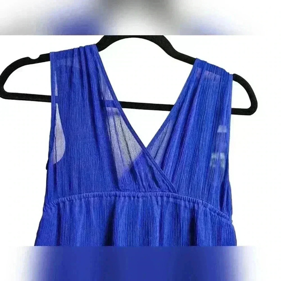 Guess By Marciano Blue Sleeveless Chiffon Dress Size S Sheer Fairy Cocktail - Picture 5 of 11